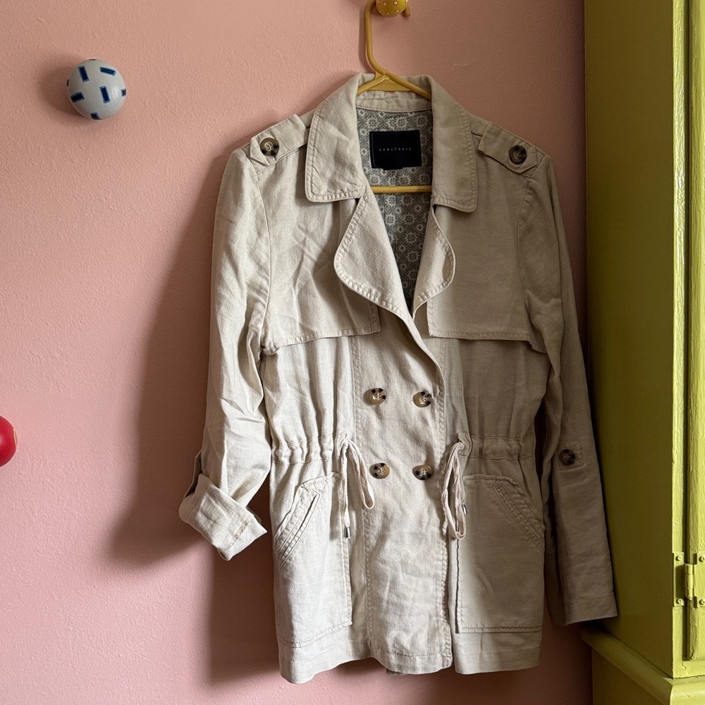 Linen Beige Trench Coat